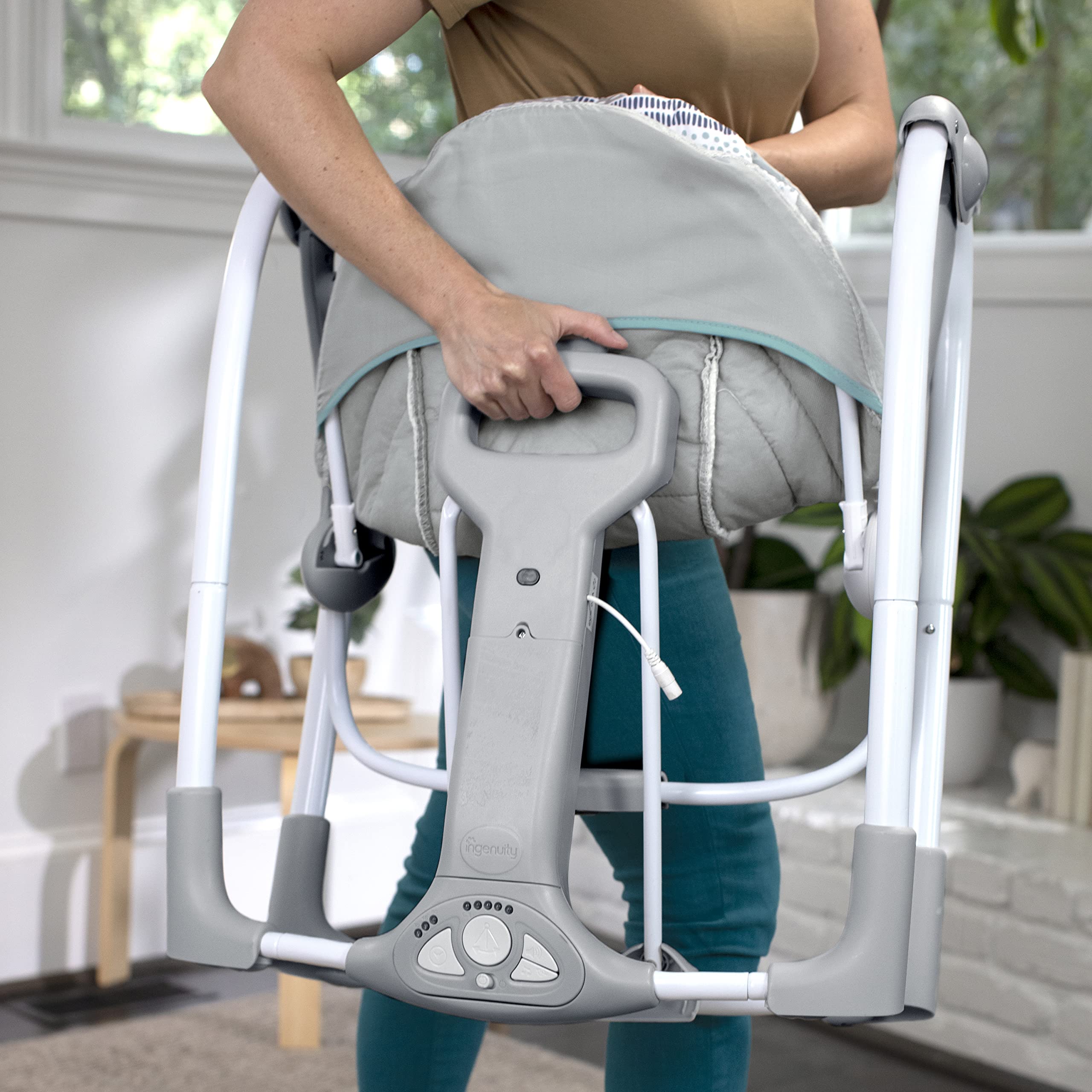 Ingenuity Compact Lightweight Portable Baby Swing with Music, Nature Sounds and Battery-Saving Technology - Abernathy, 0-9 Months - Image 10