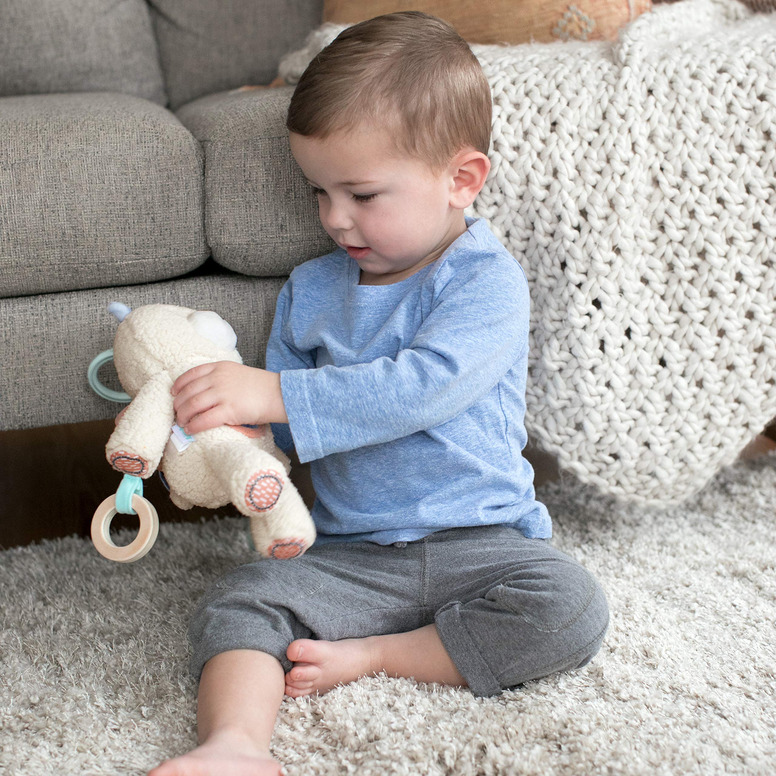 Ingenuity Premium Soft Plush Travel Activity Toy with Wooden Teethers - Nate The Teddy Bear, Ages Newborn and up - Image 3
