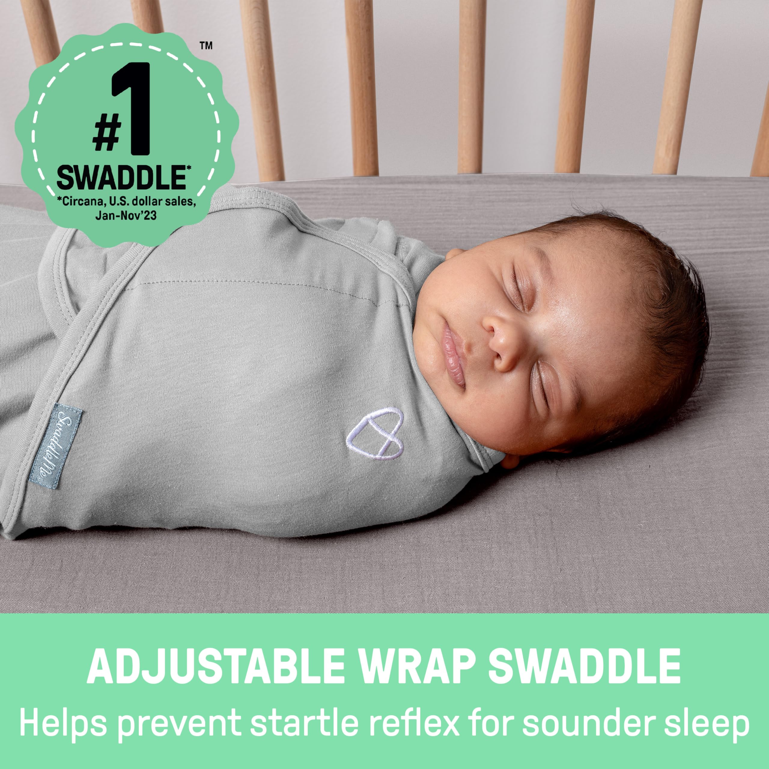 SwaddleMe by Ingenuity Original Swaddle, 100% Cotton, Improves Sleep & Calms Startle Reflex, 3-6 Months, 14-18 lbs, 1.0 TOG, 3-Pack, Baby Swaddle Blanket - Mountaineer - Image 3